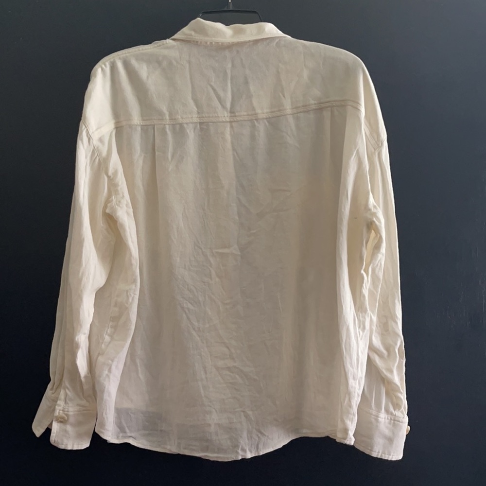 Vince Cream Button Down Blouse Size Medium - image 4